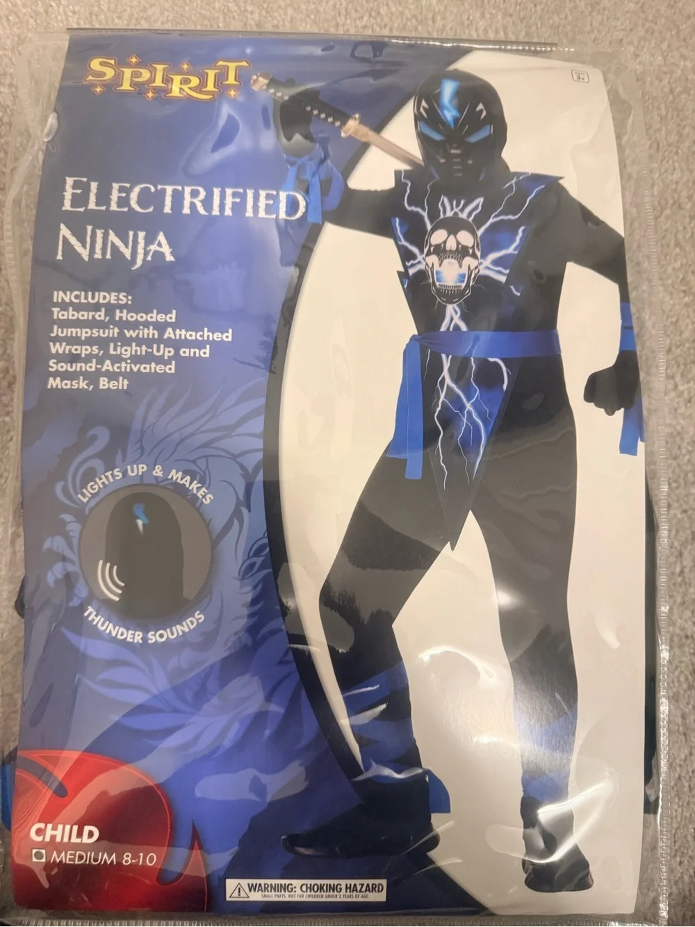 Spirit Electrified Ninja Child Costume - Black & Blue